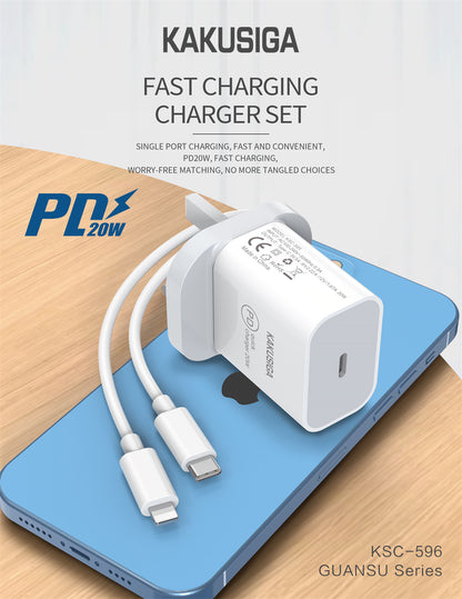 Kakusiga KSC-596 GUANSU Series PD20W Fast Charger Set (British Standard)