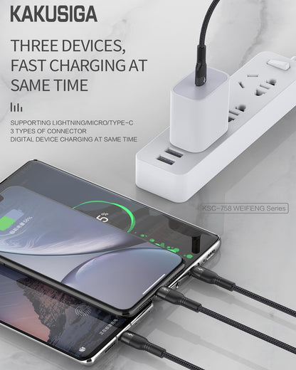 KAKU KSC-758 Weifeng Series 1m 3-in-1 Type-C to Lightning + Type-C + Micro Fast Charging Cable