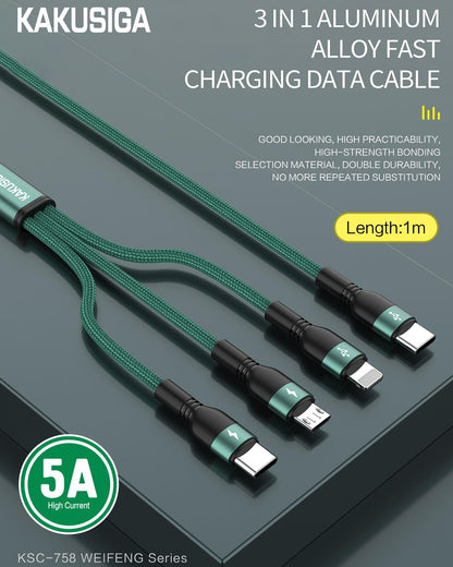 KAKU KSC-758 Weifeng Series 1m 3-in-1 Type-C to Lightning + Type-C + Micro Fast Charging Cable