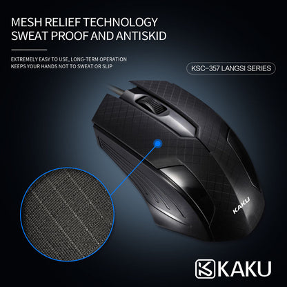 Kaku brand KSC-357 Optical Computer Mouse Black Mini Wired Mouse for Computer/Wired Gaming Mouse